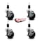 Service Caster 3.5'' Soft Rubber Swivel 1-3/8'' Expanding Stem Caster Set with Brake, 4PK SCC-EX20S3514-SRS-TLB-138-4 - alternate 4